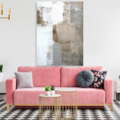 「穏やかで中立」グレーとブラウン抽象芸術アート キャンバスプリント (インサイチュ (リビング))