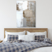 「穏やかで中立」グレーとブラウン抽象芸術アート キャンバスプリント (インサイチュ (寝室))