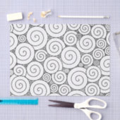穏やかで幾何学的で黒く及び白いらせん状 薄葉紙 (クラフト)