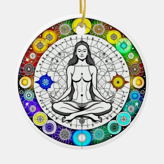 穏やかで穏やかな静謐な瞑想 セラミックオーナメント (正面)