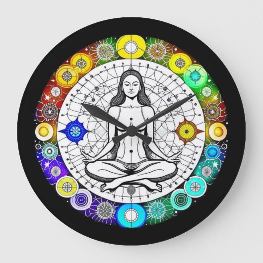 穏やかで穏やかな静謐な瞑想 ラージ壁時計 (正面)