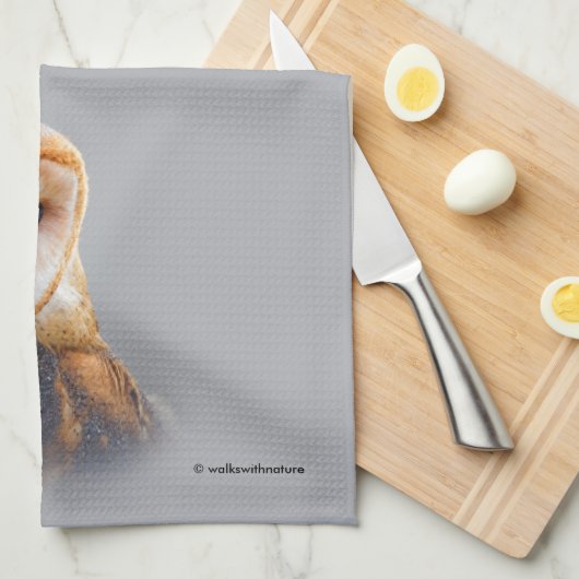 穏やかで美しい納屋フクロウ キッチンタオル (四つ折り)