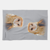 穏やかで美しい納屋フクロウ キッチンタオル (横)