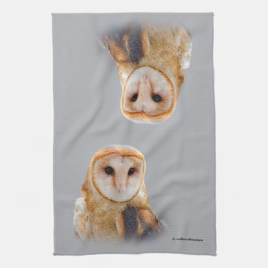 穏やかで美しい納屋フクロウ キッチンタオル (縦)