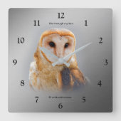 穏やかで美しい納屋フクロウ スクエア壁時計 (正面)