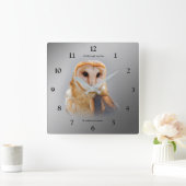 穏やかで美しい納屋フクロウ スクエア壁時計 (ホーム)