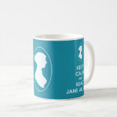 穏やかなおよび読書のジェーンAustenのカメオのポートレートの茶保って下さい コーヒーマグカップ (正面右)