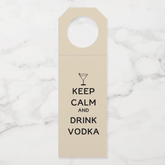 穏やかなおよび飲み物のウォッカ保って下さい ボトルネックタグ (正面)