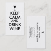 穏やかなおよび飲み物のワインのワイン愛好家のカスタム保って下さい 名刺 (正面/裏面)