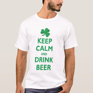穏やかなおよび飲み物ビール保って下さい Tシャツ