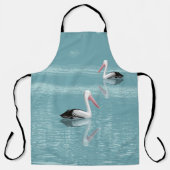 穏やかなアクアウォーターでパドリングするペリカンカップル エプロン (正面)