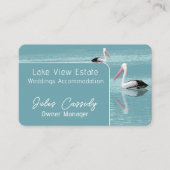 穏やかなアクアウォーターでパドリングするペリカンカップル 名刺 (正面)