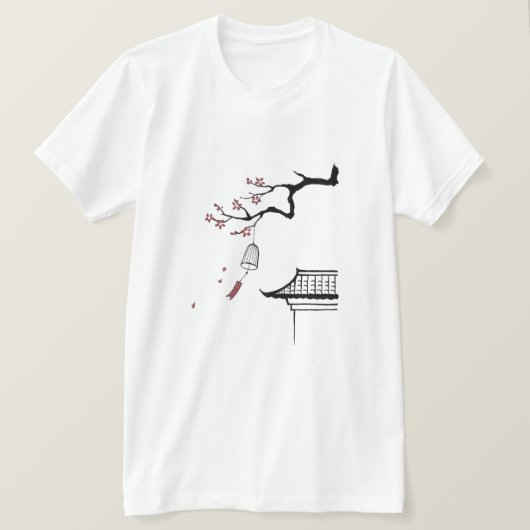 穏やかなアジアの寺院風景 ミニマリストTシャツ Tシャツ (デザイン正面)