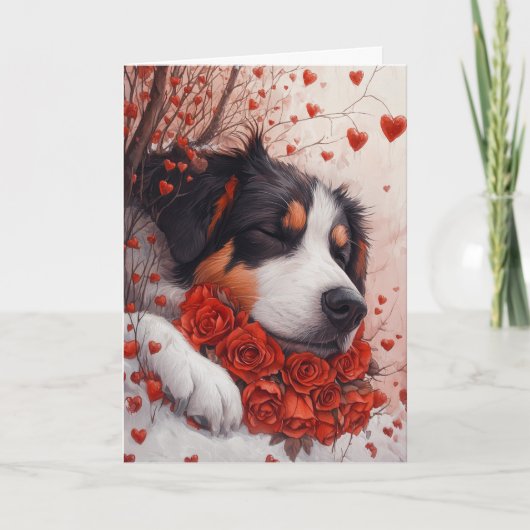 穏やかなアナトリアンシェパードのバレンタインデー カード (正面)