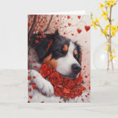 穏やかなアナトリアンシェパードのバレンタインデー カード (黄色い花)