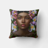 穏やかなアフリカ系アメリカ人女性と花 クッション (裏面)