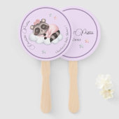 穏やかなアライグマ動物の女の子赤ちゃんシャワー ハンドファン (正面&裏面)