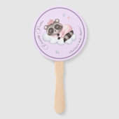 穏やかなアライグマ動物の女の子赤ちゃんシャワー ハンドファン (正面)