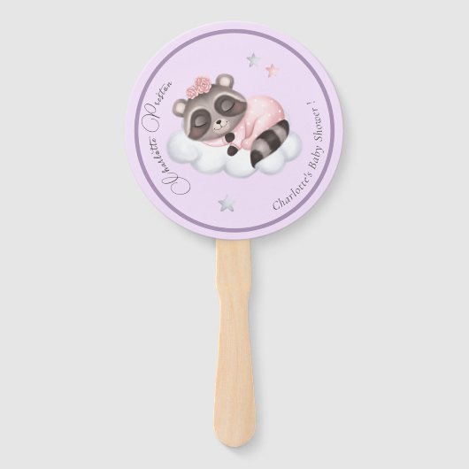穏やかなアライグマ動物の女の子赤ちゃんシャワー ハンドファン (正面)