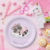 穏やかなアライグマ動物の女の子赤ちゃんシャワー ペーパープレート (パーティー)