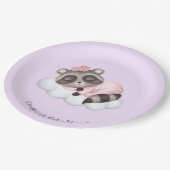 穏やかなアライグマ動物の女の子赤ちゃんシャワー ペーパープレート (アングル)