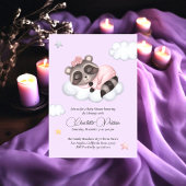 穏やかなアライグマ動物の女の子赤ちゃんシャワー 招待状