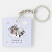 穏やかなアライグマ動物の青い赤ちゃんシャワー キーホルダー (裏面)