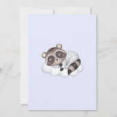 穏やかなアライグマ動物の青い赤ちゃんシャワー 招待状 (裏面)