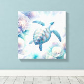 穏やかなウミガメのアートカンバスプリント キャンバスプリント (インサイチュ (ウッドフロア))