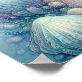 穏やかなウミガメ&マーメイドウォールアート ポスター (角)