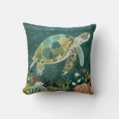穏やかなウミガメ：水中オアシス クッション (正面)