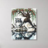 穏やかなウルフファミリーオアシスインアイドル自然16x20 キャンバスプリント (正面)