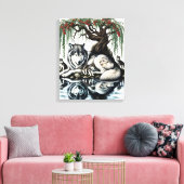 穏やかなウルフファミリーオアシスインアイドル自然16x20 キャンバスプリント (インサイチュ (リビング))