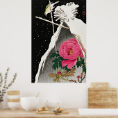 穏やかなエレガンス:シベリアのブルーハットと牡丹 ポスター (キッチン)