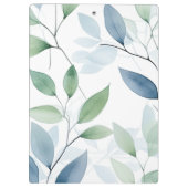 穏やかなオアシスウォーター葉カラーモノグラム&名前 クリップボード (裏面)