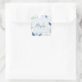 穏やかなオアシスウォーター葉カラーモノグラム&名前 スクエアシール (バッグ)