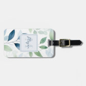 穏やかなオアシスウォーター葉カラーモノグラム&名前 ラゲッジタグ (正面横)