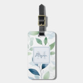 穏やかなオアシスウォーター葉カラーモノグラム&名前 ラゲッジタグ (正面縦)