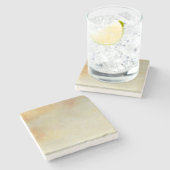 穏やかなオレンジ日没の海景 ストーンコースター (横)