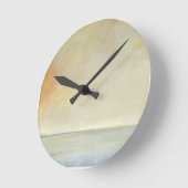 穏やかなオレンジ日没の海景 ラウンド壁時計 (傾斜)