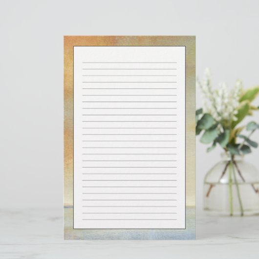 穏やかなオレンジ日没の海景 便箋 (スタンド正面)