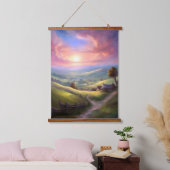 穏やかなカントリーサイドサンライズ平和景観芸術 吊り下げ型タペストリー (寝室)