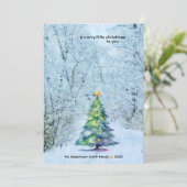 穏やかなクリスマスツリーの写真パーソナライズされた シーズンカード (スタンド正面)