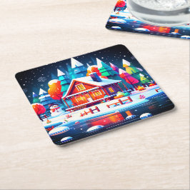 穏やかなクリスマス スクエアペーパーコースター