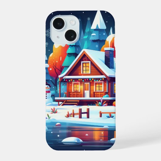 穏やかなクリスマス iPhone 15ケース (裏面)