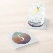 穏やかなグラデーションの涙液 ガラスコースター (アングル)