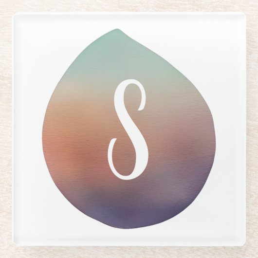 穏やかなグラデーションの涙液 ガラスコースター (正面)
