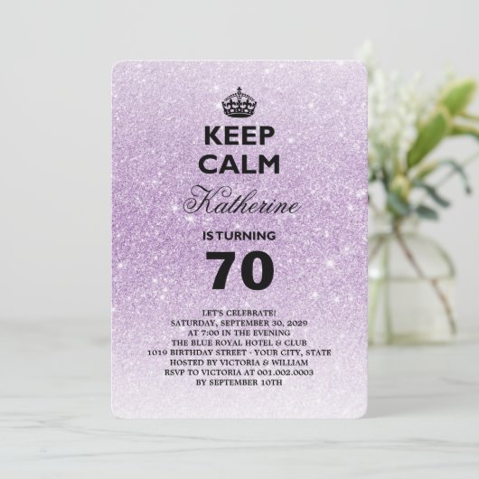 穏やかなグリッターのマイル標石の誕生会の招待を保って下さい 招待状 (スタンド正面)