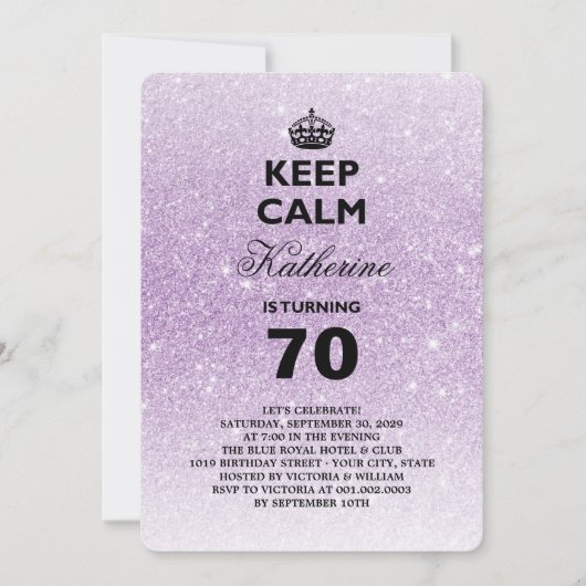 穏やかなグリッターのマイル標石の誕生会の招待を保って下さい 招待状 (正面)