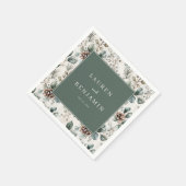穏やかなグリーンの植物 スタンダードカクテルナプキン (角)